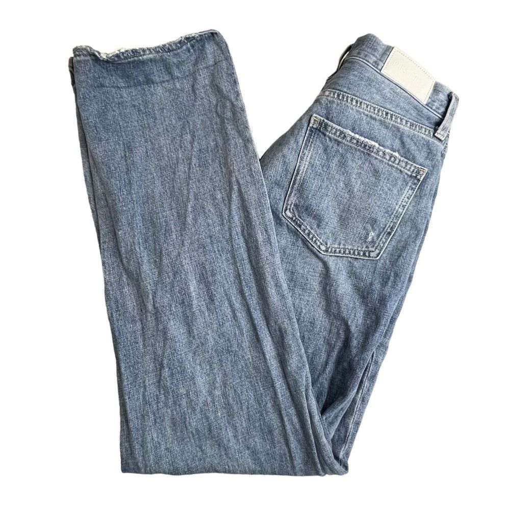 Pistola Womens Medium Wash High Rise Button Fly Distressed Straight Leg Jeans 27